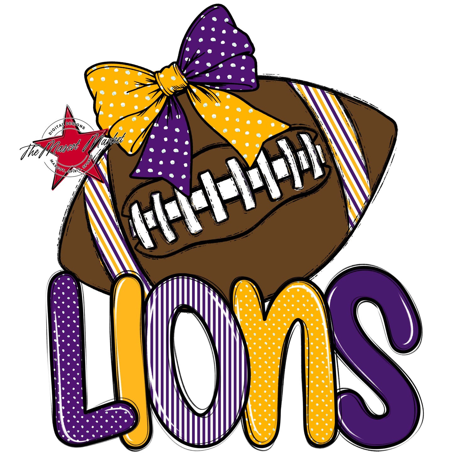 Lions Football Spirit Design-Purple & Yellow