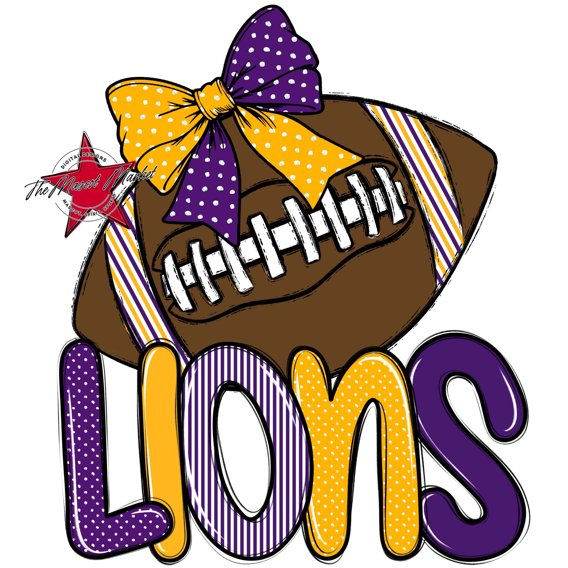 Lions Football Spirit Design-Purple & Yellow