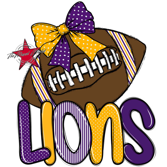 Lions Football Spirit Design-Purple & Yellow