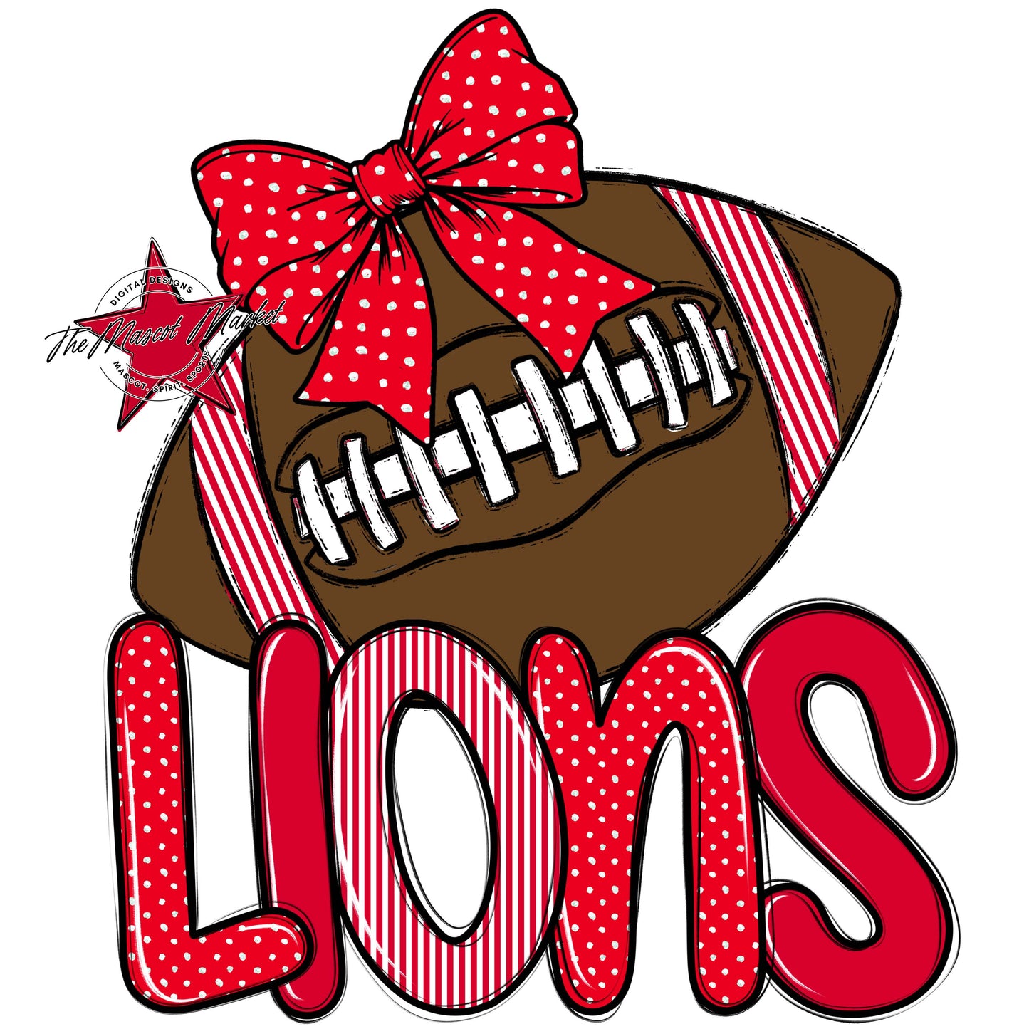 Lions Football Spirit Design-Red