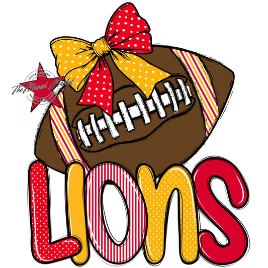 Lions Football Spirit Design-Red & Yellow