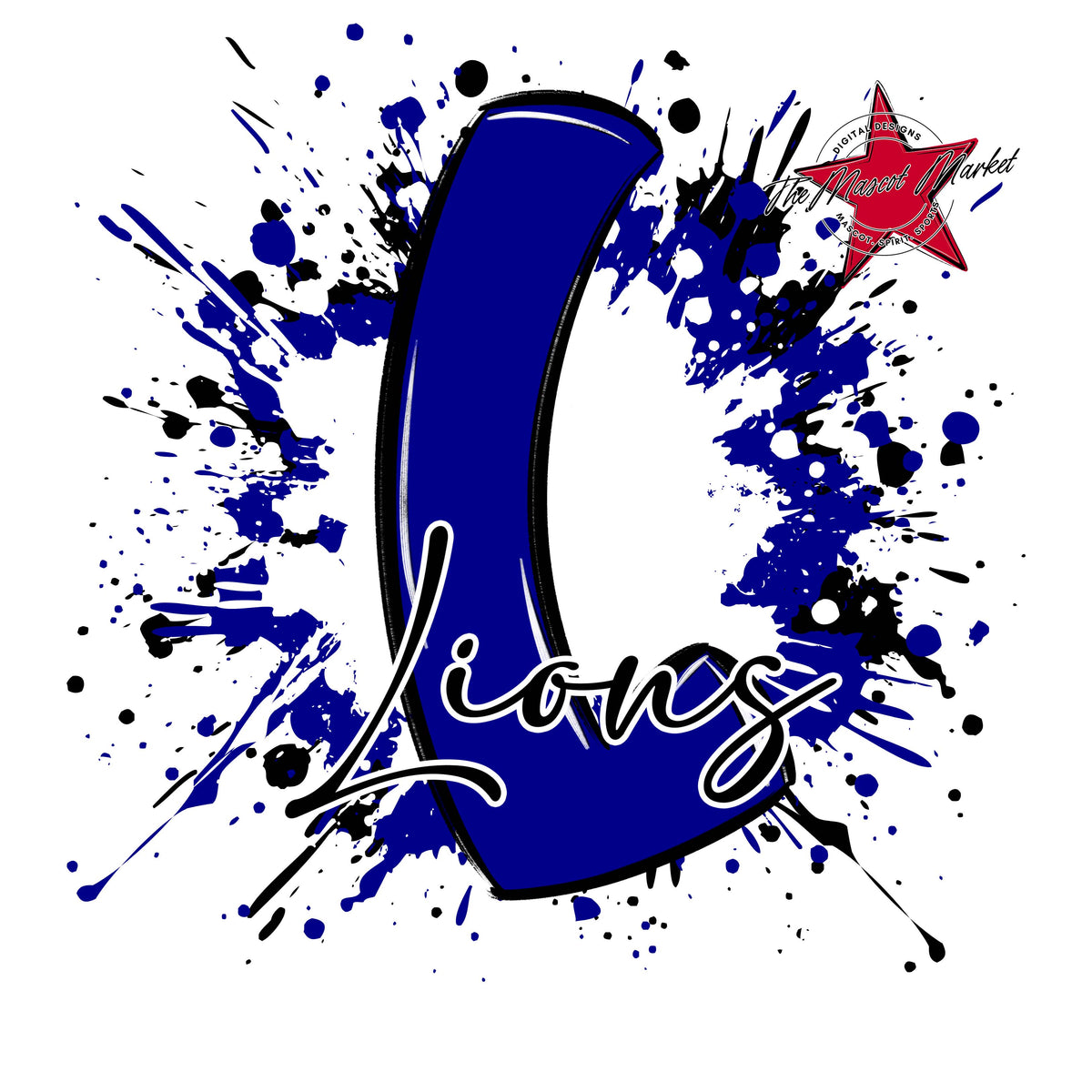 Lions Mascot Splatter-Blue
