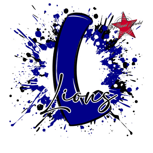 Lions Mascot Splatter-Blue