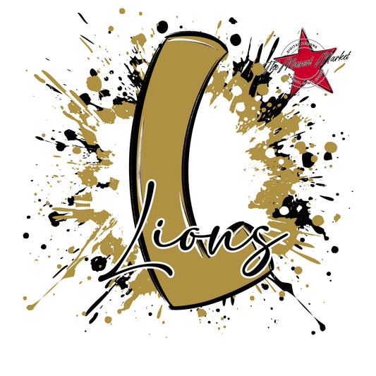 Lions Mascot Splatter-Gold