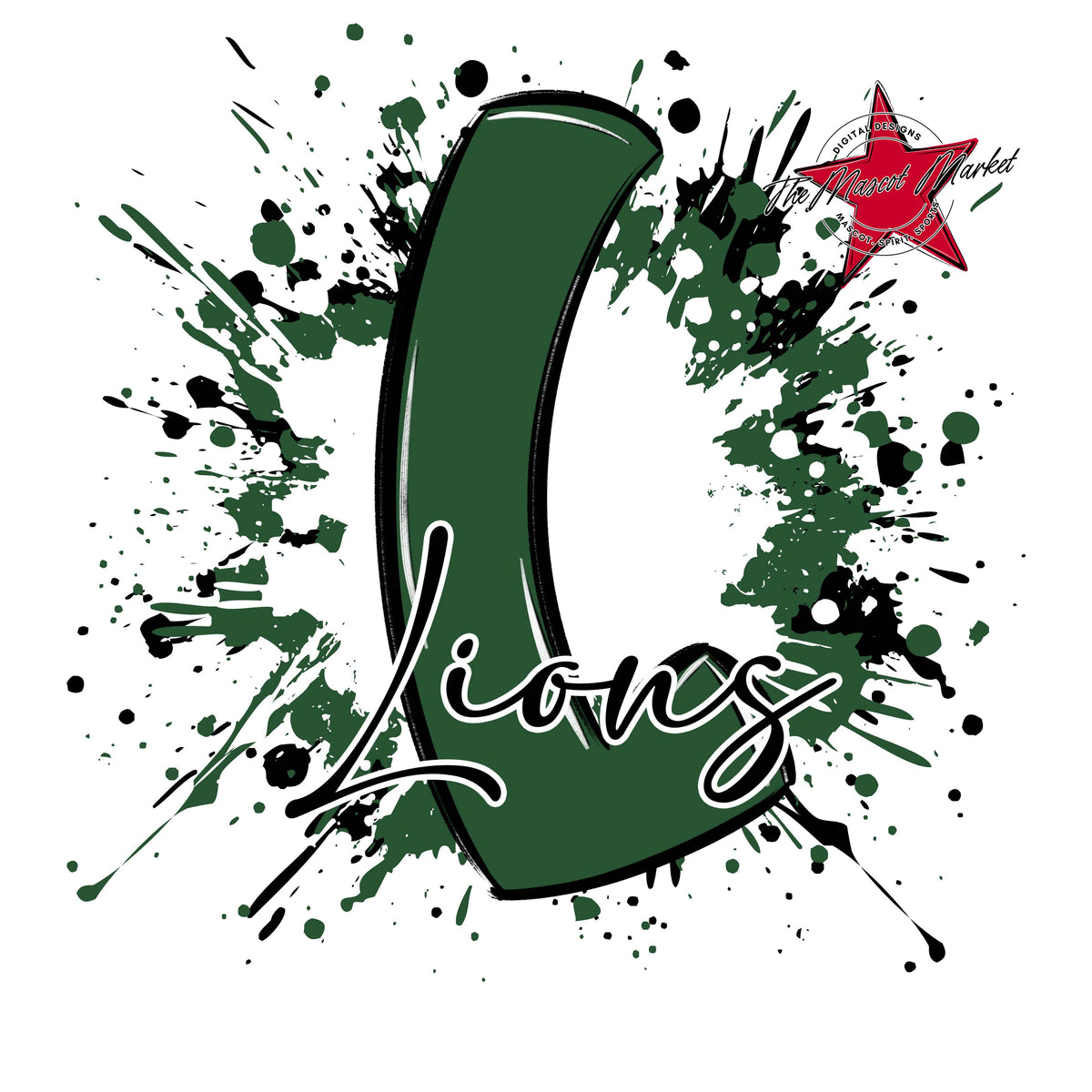Lions Mascot Splatter-Green
