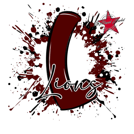 Lions Mascot Splatter-Maroon