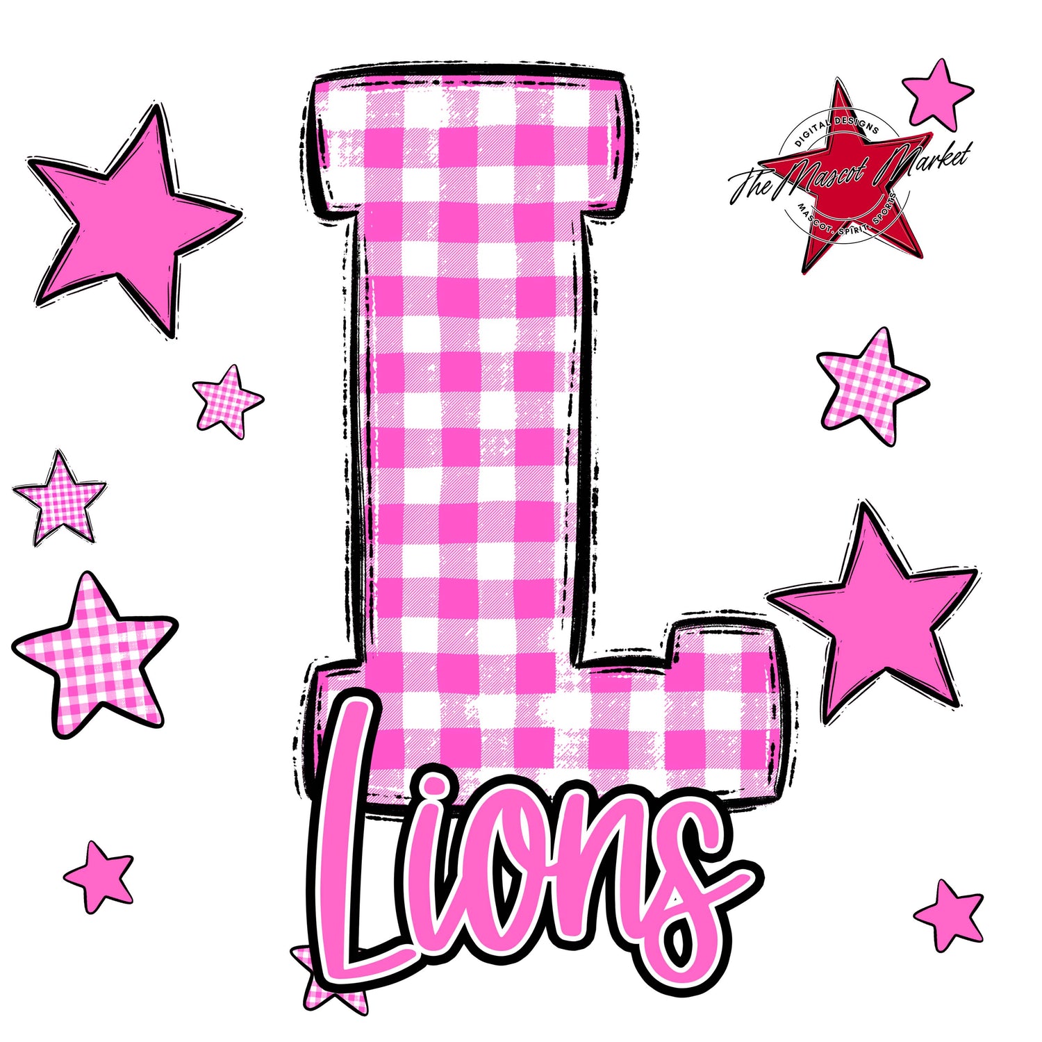 Lions Plaid Star Design-Baby Pink