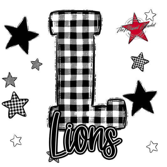 Lions Plaid Star Design-Black