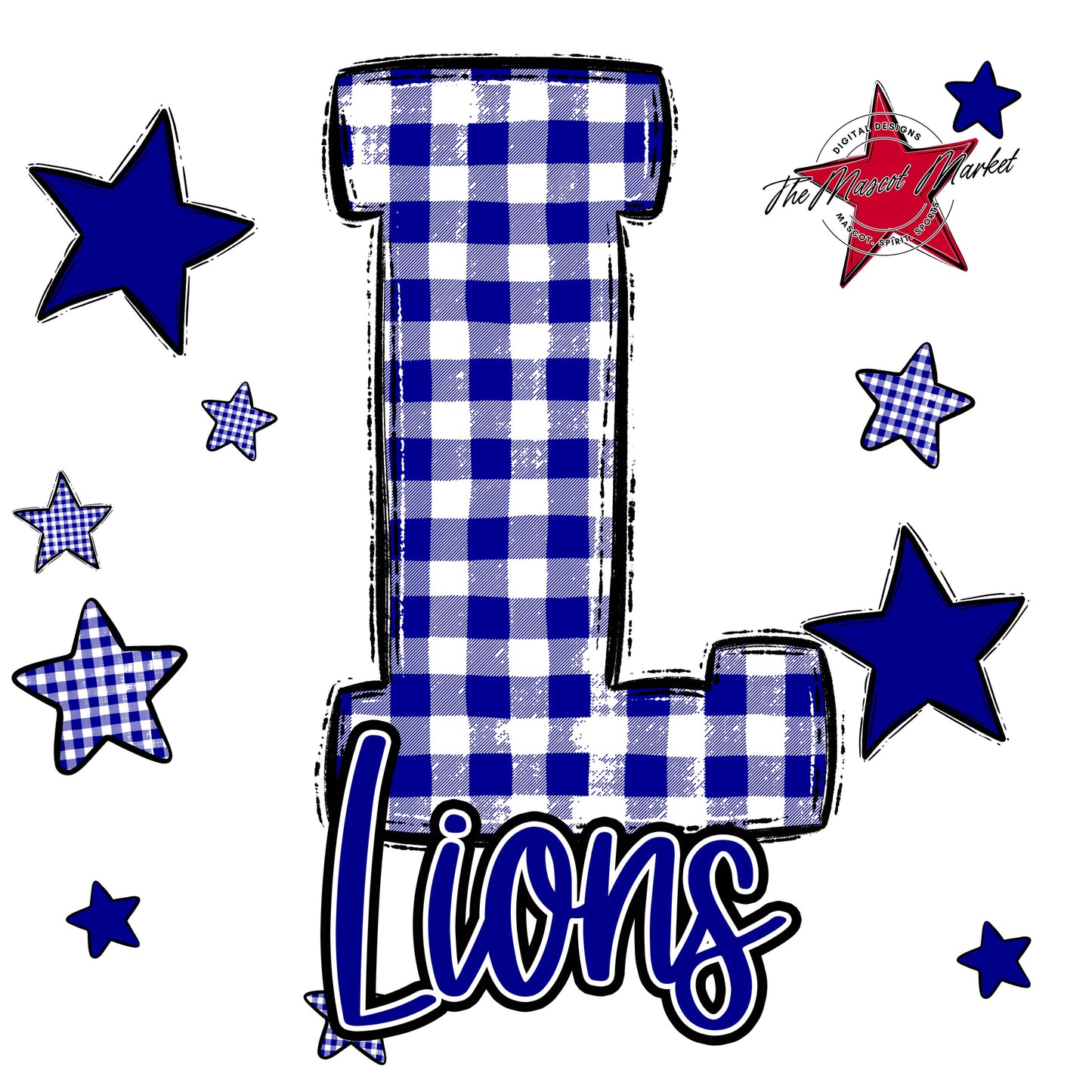 Lions Plaid Star Design-Blue