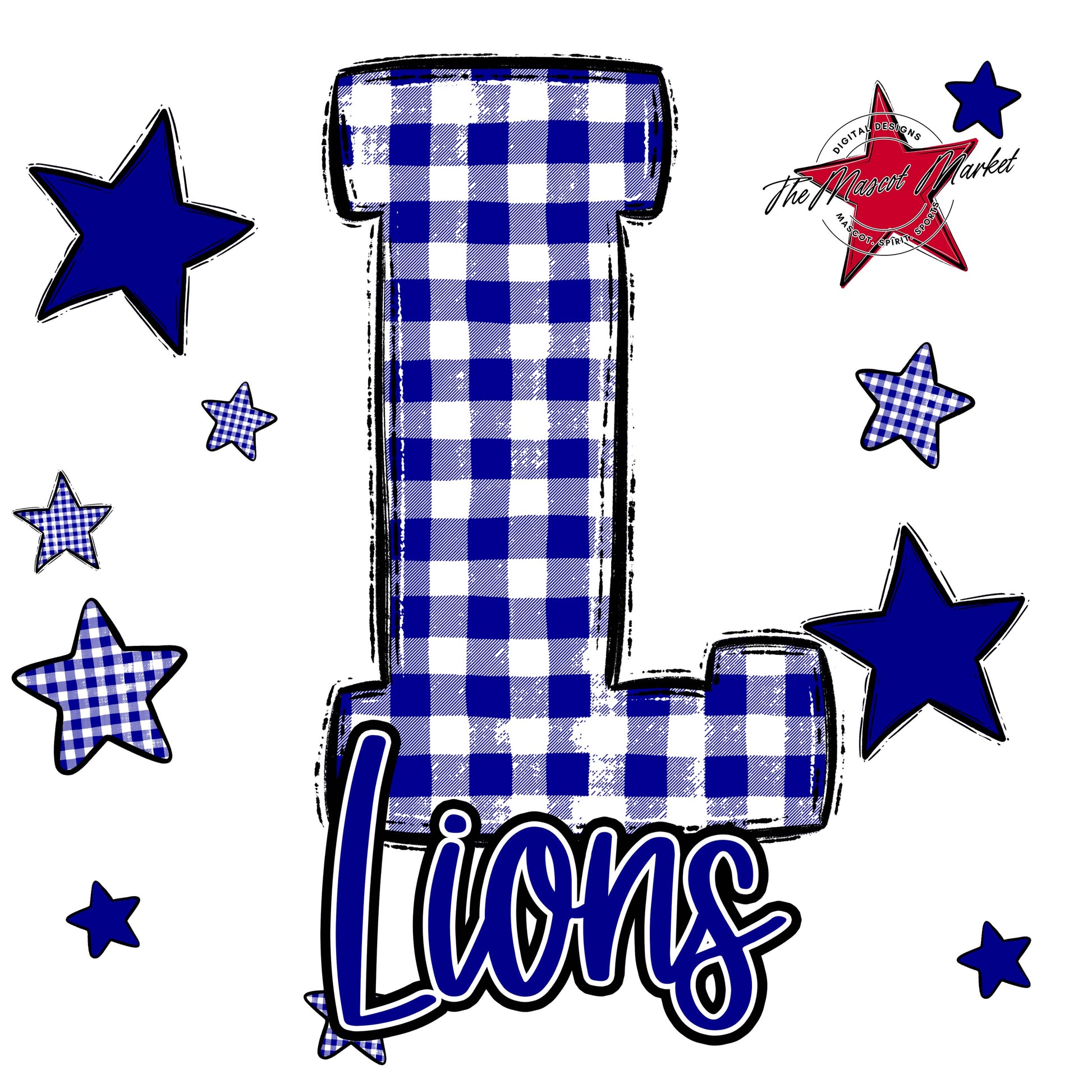 Lions Plaid Star Design-Blue