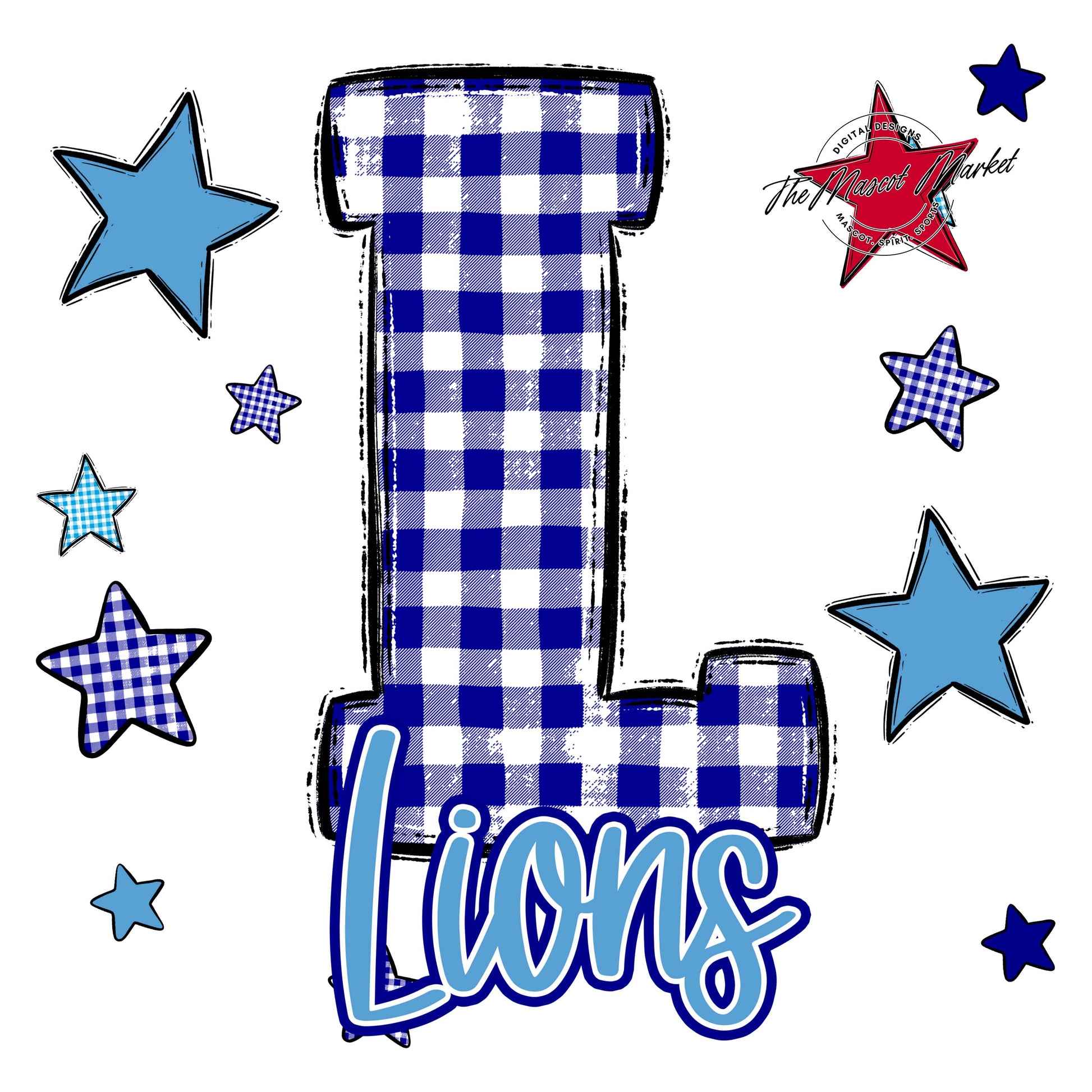 Lions Plaid Star Design-Blue & Carolina Blue