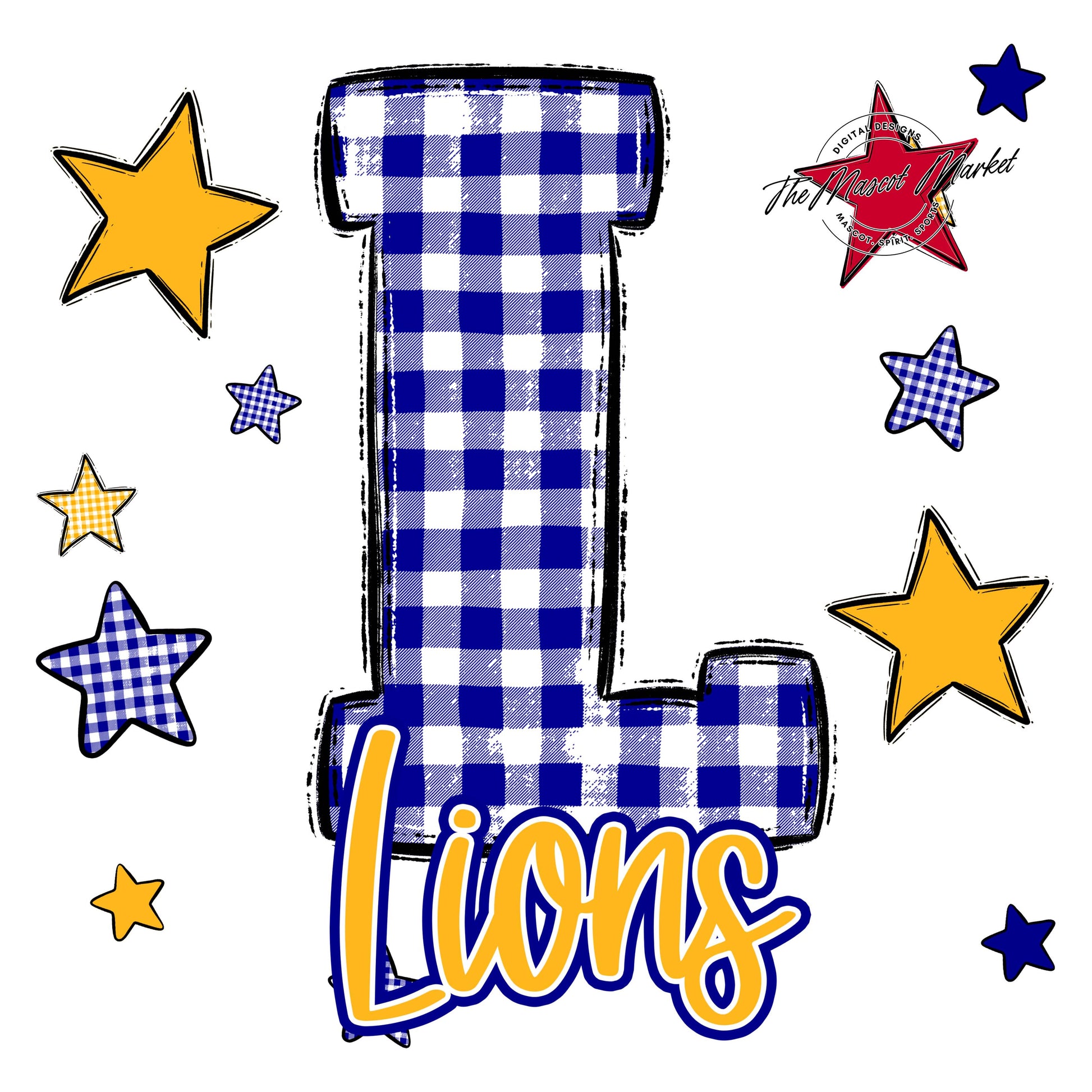 Lions Plaid Star Design-Blue & Yellow