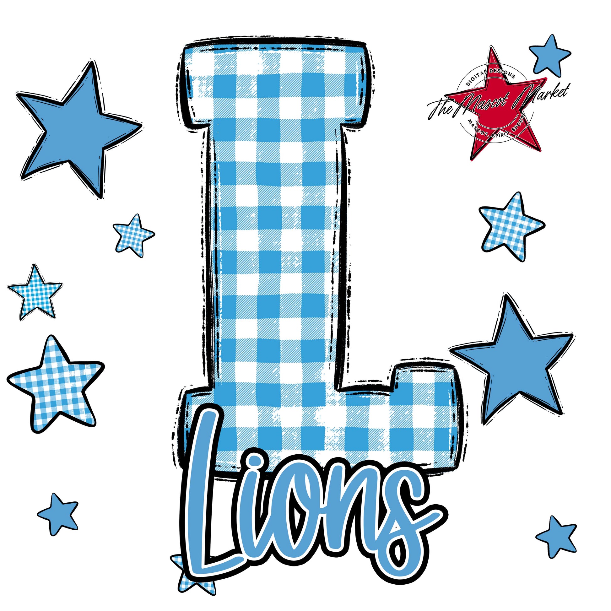 Lions Plaid Star Design-Carolina Blue