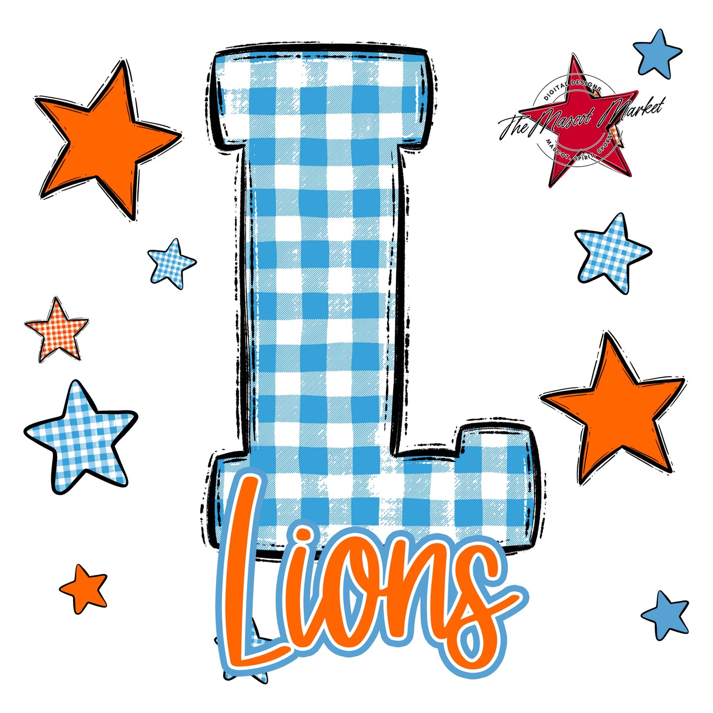 Lions Plaid Star Design-Carolina Blue & Orange