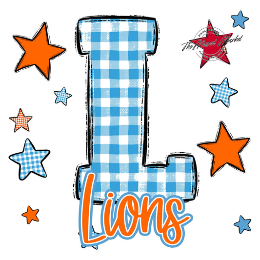 Lions Plaid Star Design-Carolina Blue & Orange