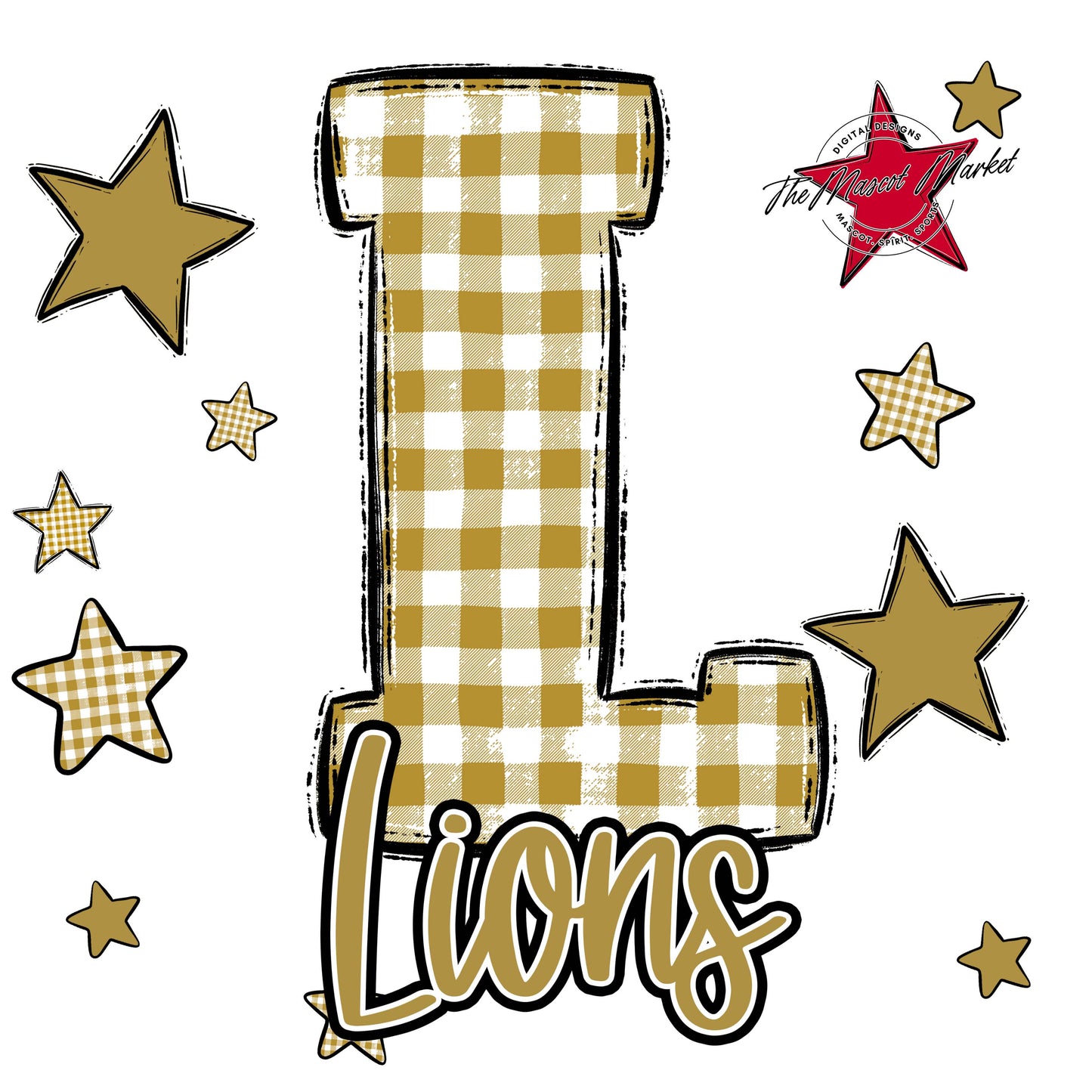 Lions Plaid Star Design-Gold