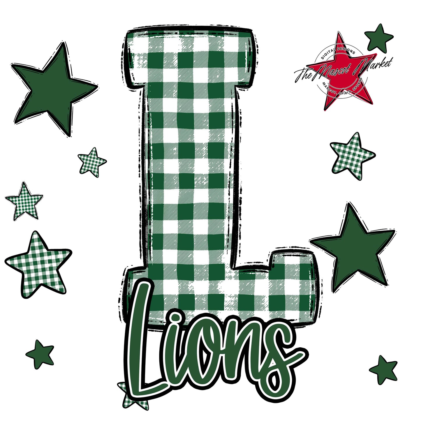 Lions Plaid Star Design-Green