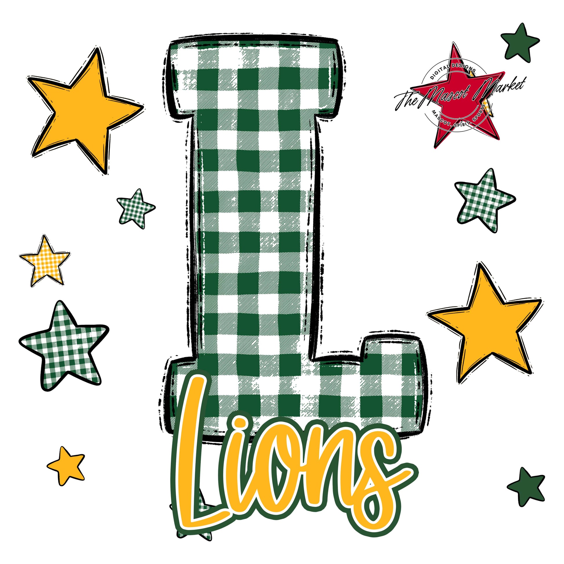 Lions Plaid Star Design-Green & Yellow