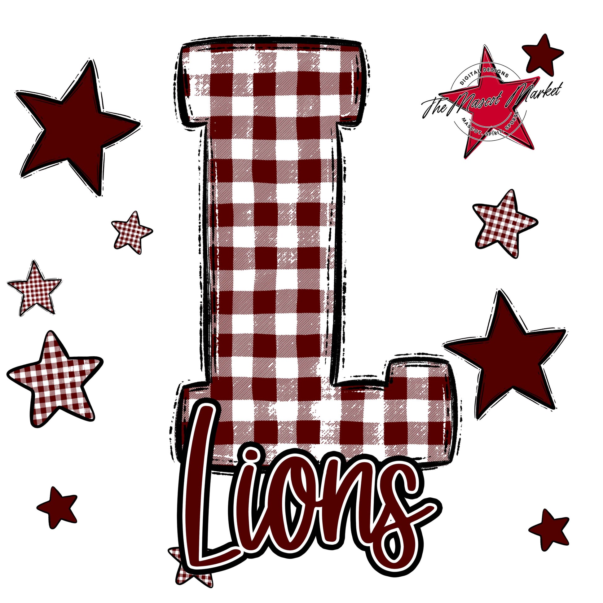 Lions Plaid Star Design-Maroon