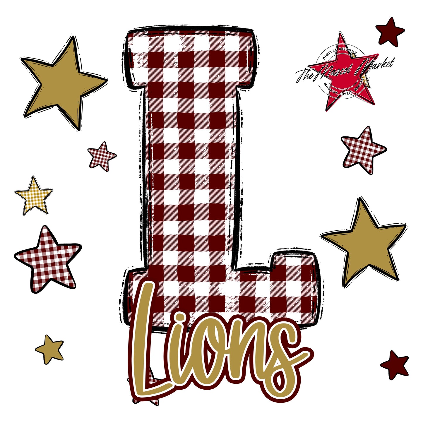 Lions Plaid Star Design-Maroon & Gold