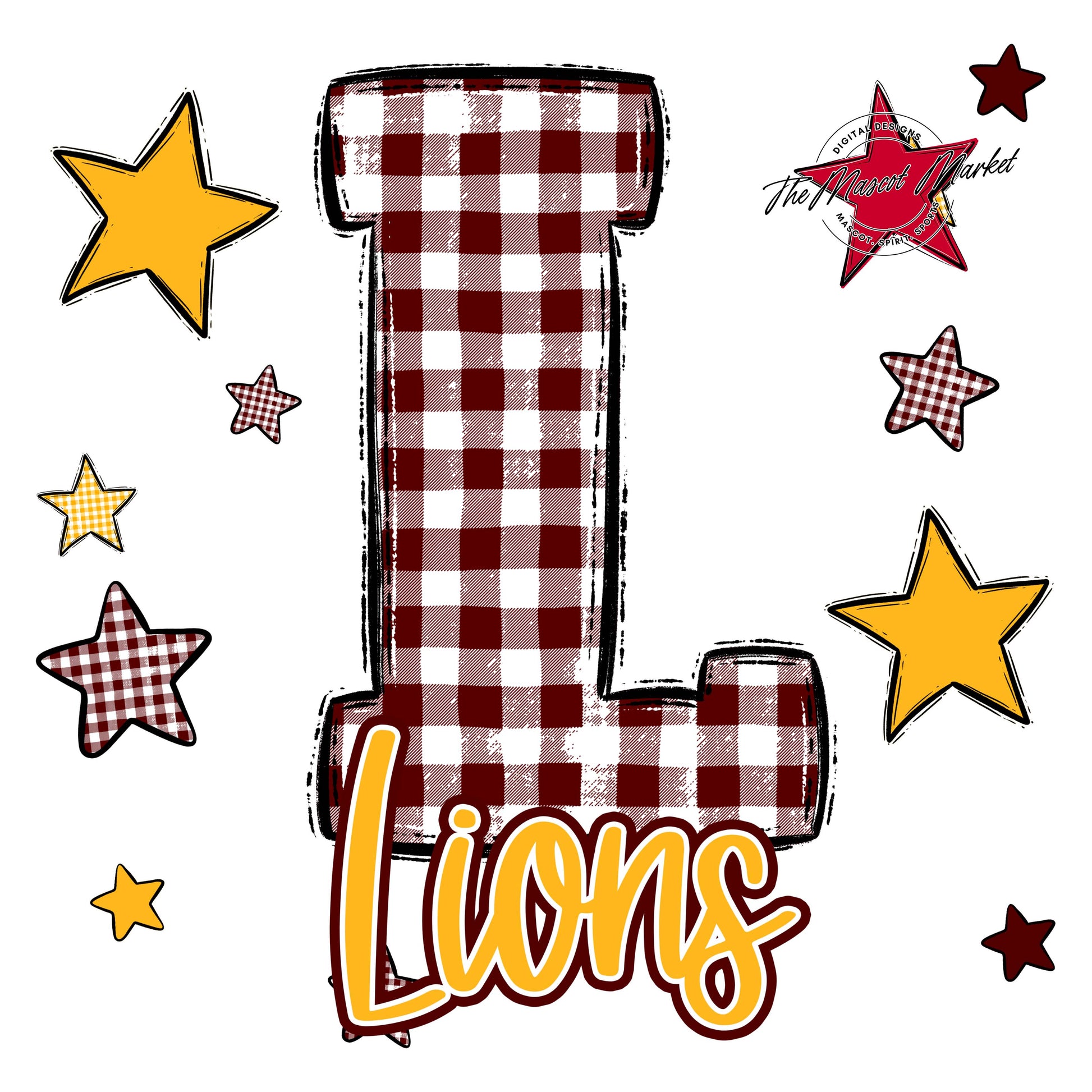 Lions Plaid Star Design-Maroon & Yellow