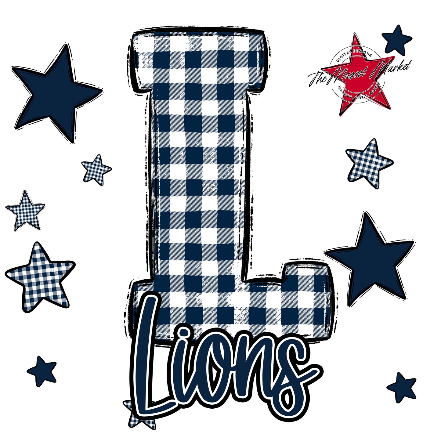 Lions Plaid Star Design-Navy