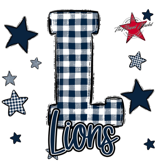 Lions Plaid Star Design-Navy
