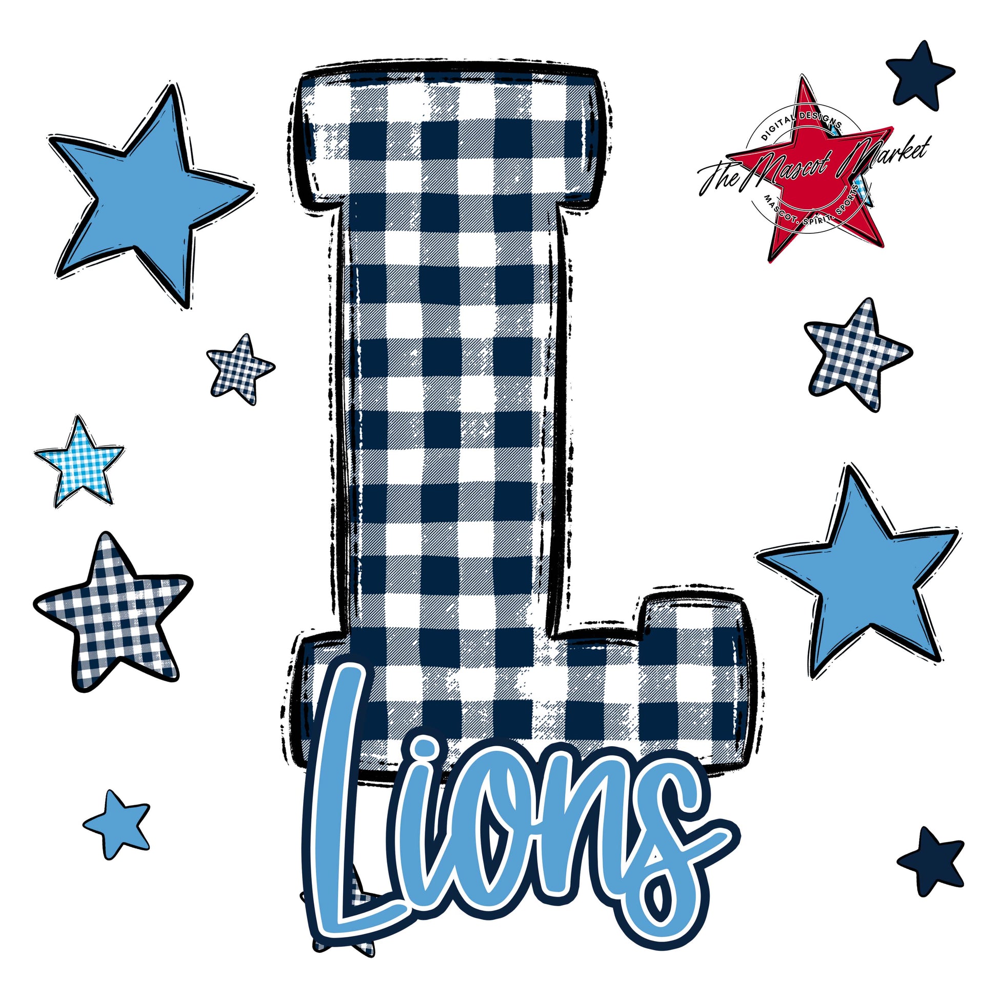 Lions Plaid Star Design-Navy & Carolina Blue