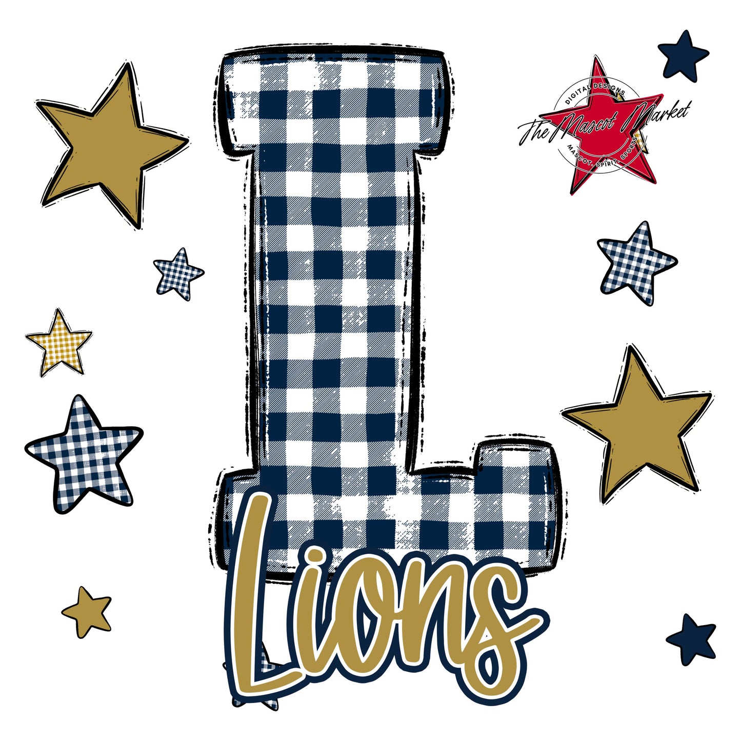 Lions Plaid Star Design-Navy & Gold