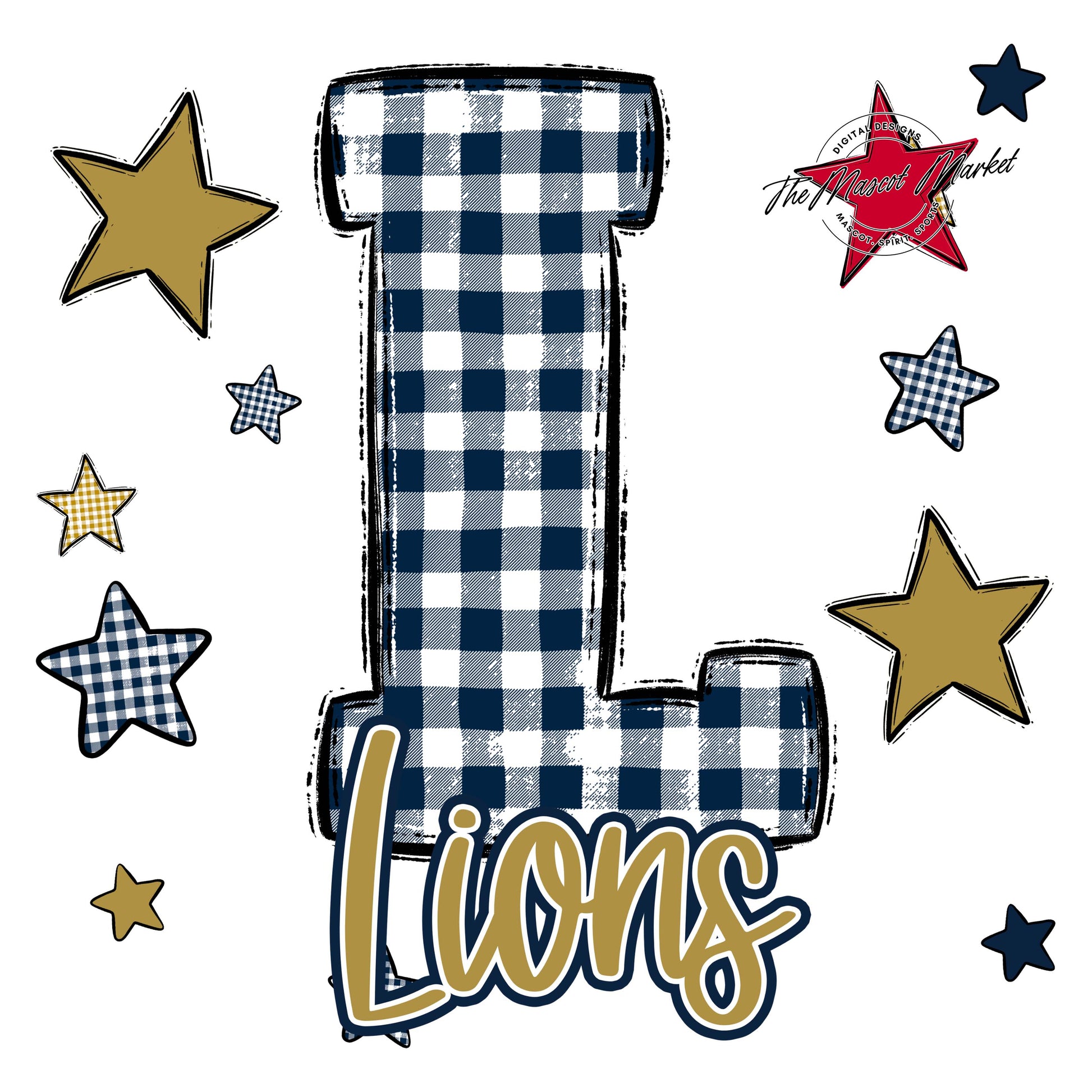 Lions Plaid Star Design-Navy & Gold