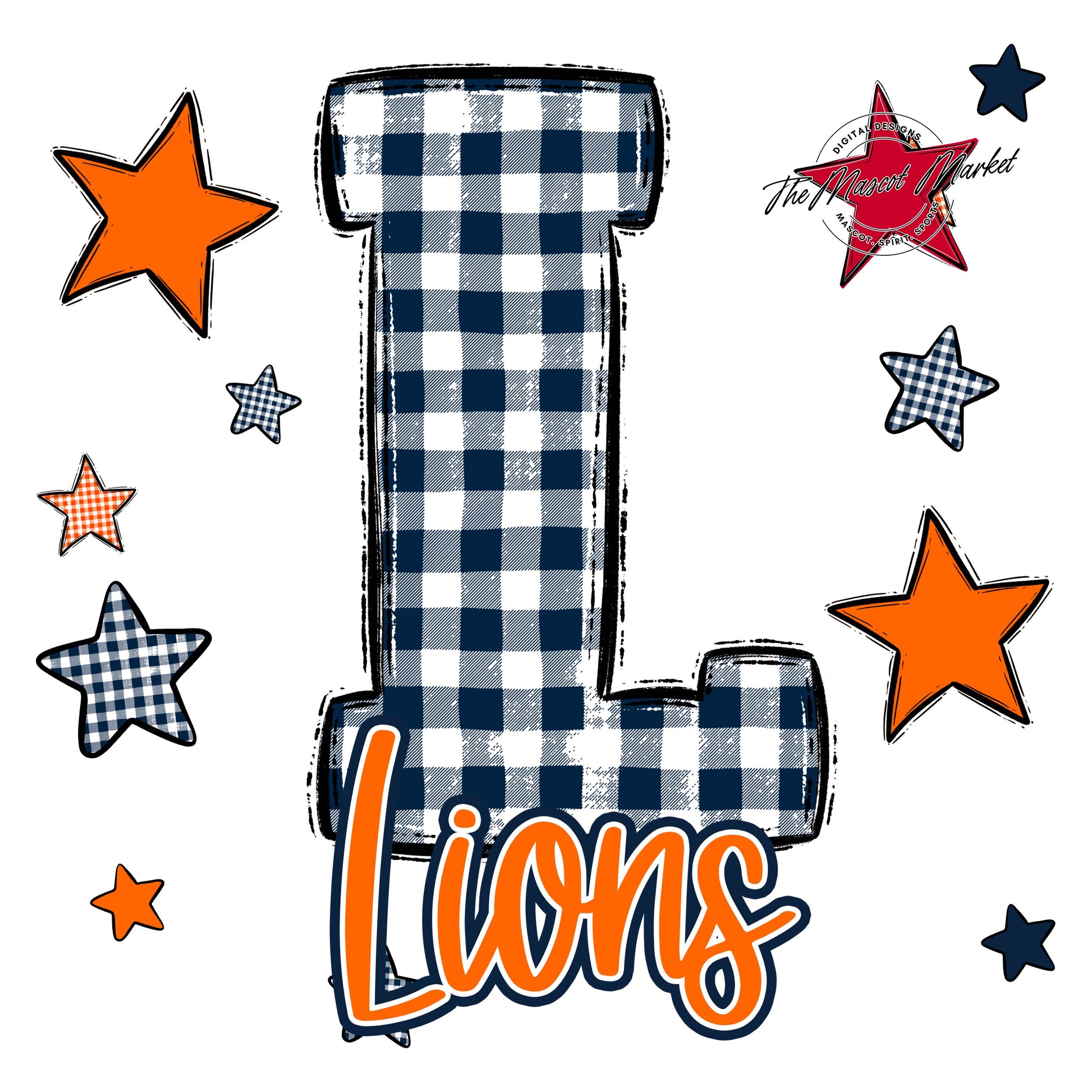 Lions Plaid Star Design-Navy & Orange