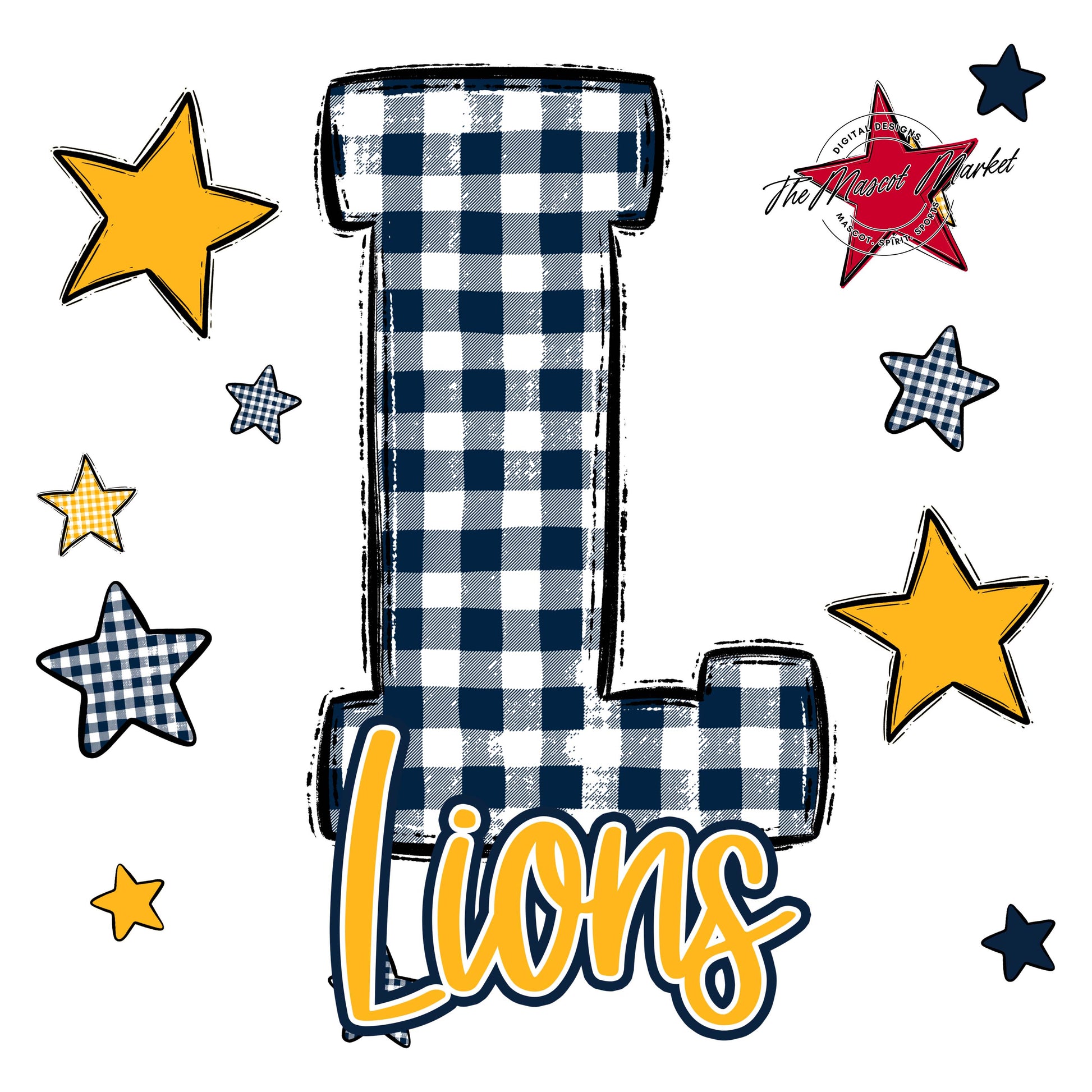 Lions Plaid Star Design-Navy & Yellow
