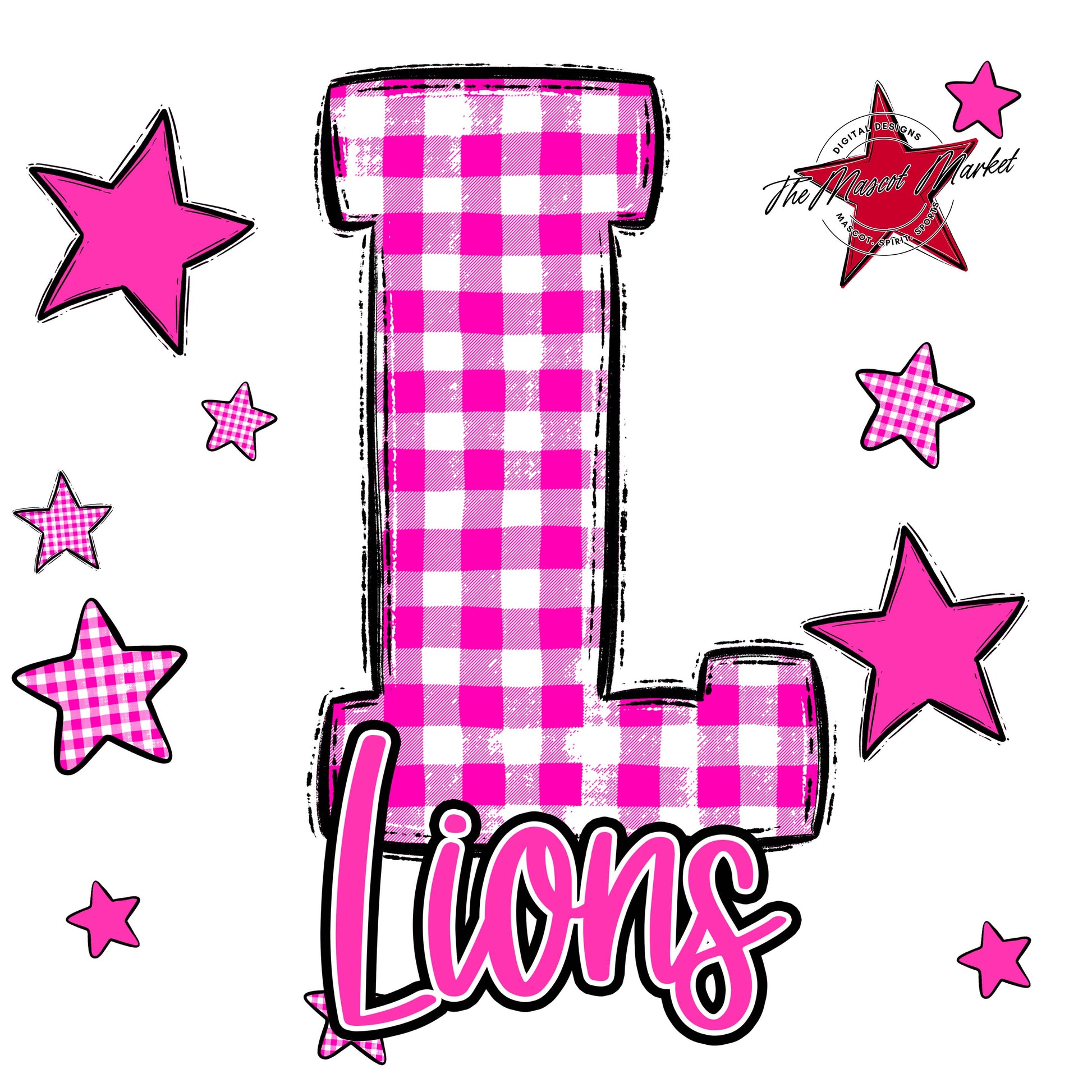 Lions Plaid Star Design-Pink