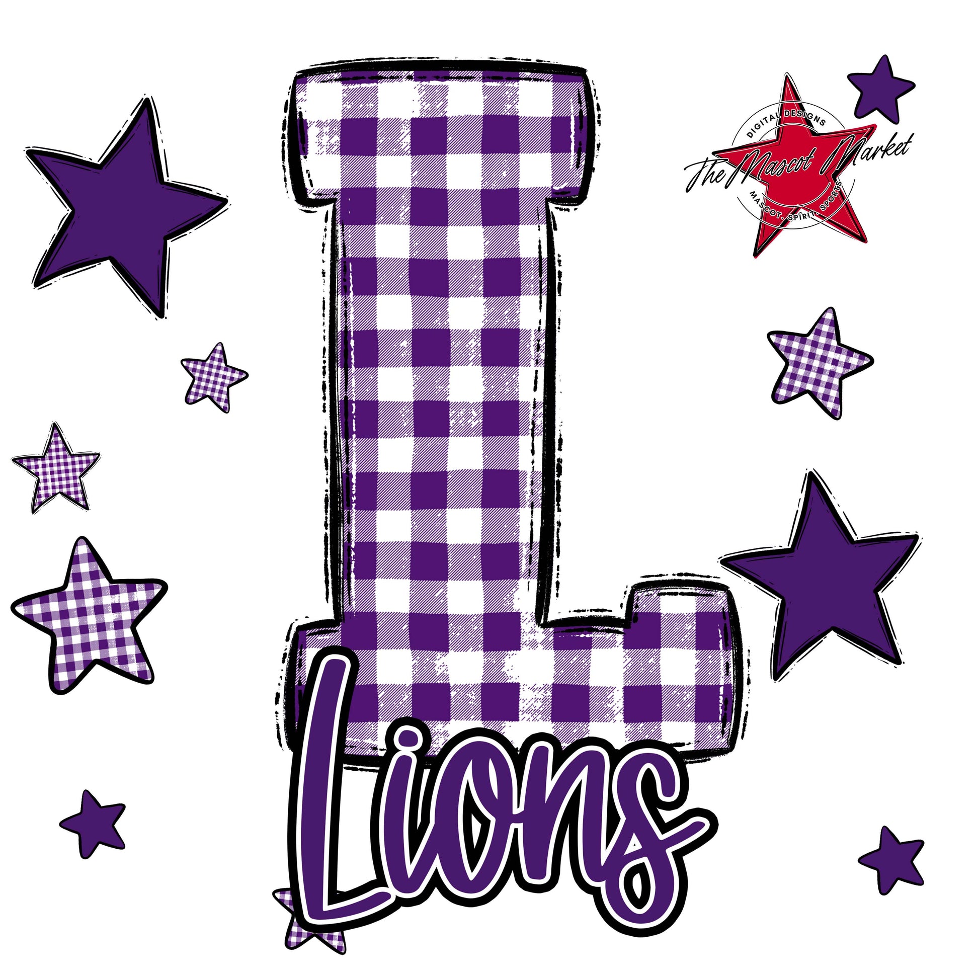 Lions Plaid Star Design-Purple