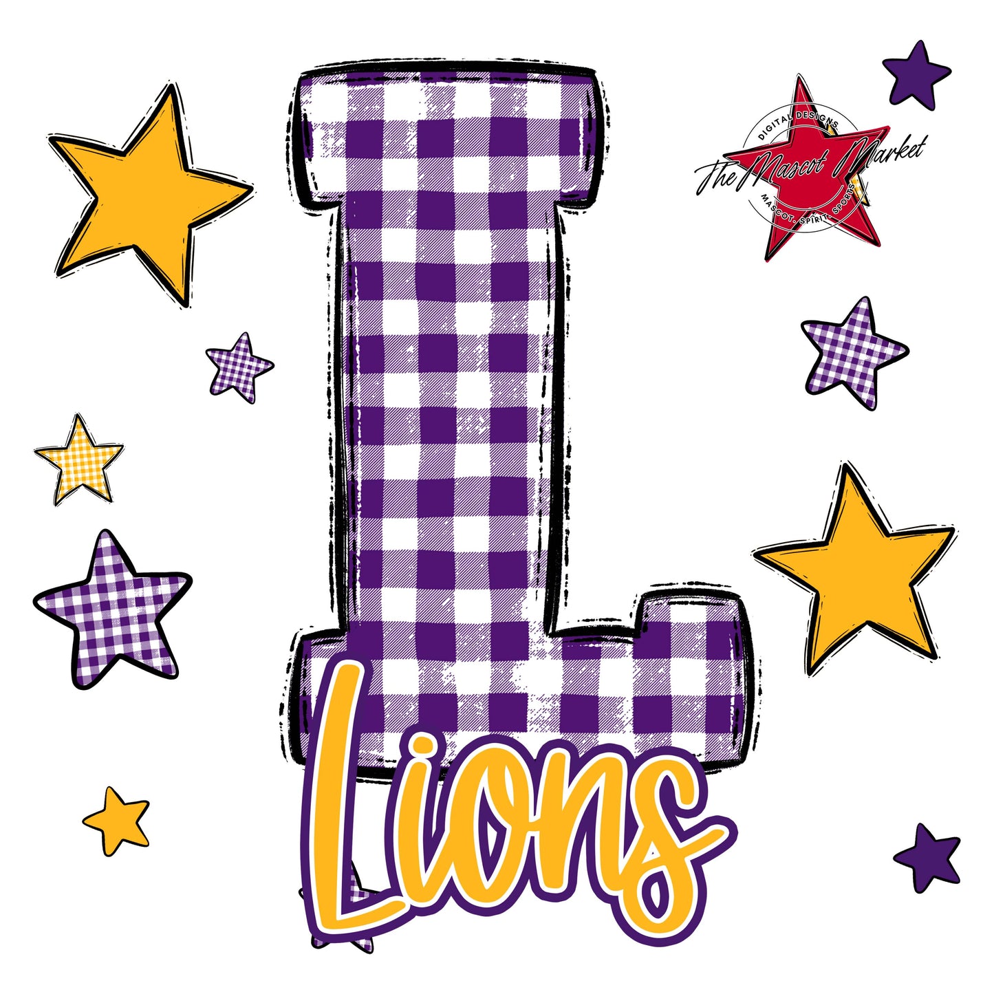 Lions Plaid Star Design-Purple & Yellow