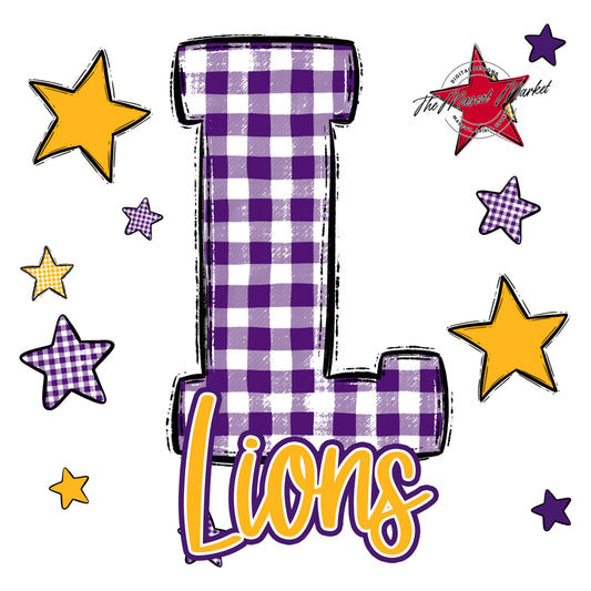 Lions Plaid Star Design-Purple & Yellow