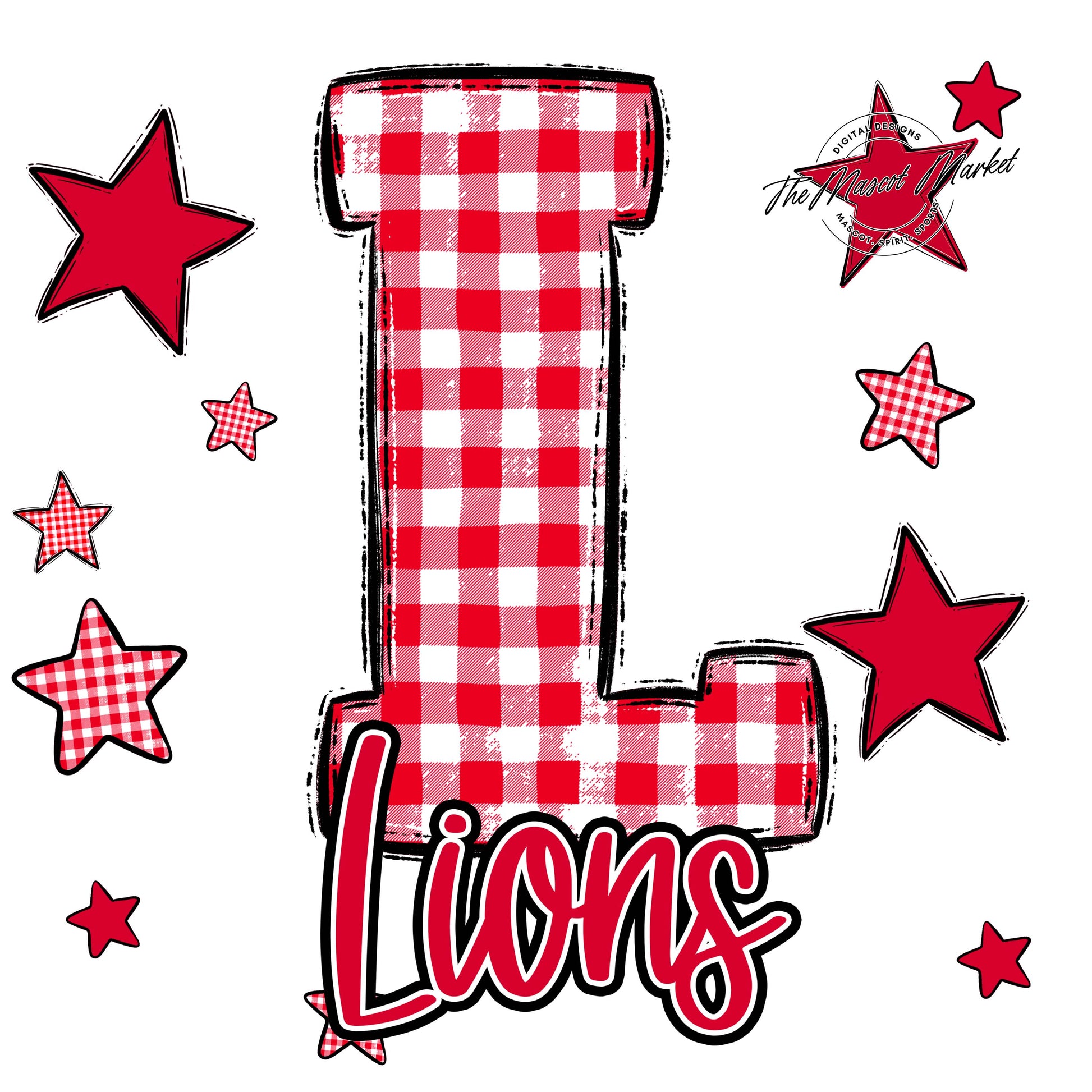 Lions Plaid Star Design-Red