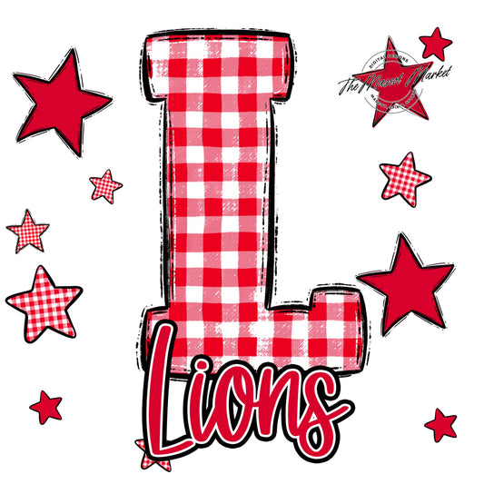Lions Plaid Star Design-Red