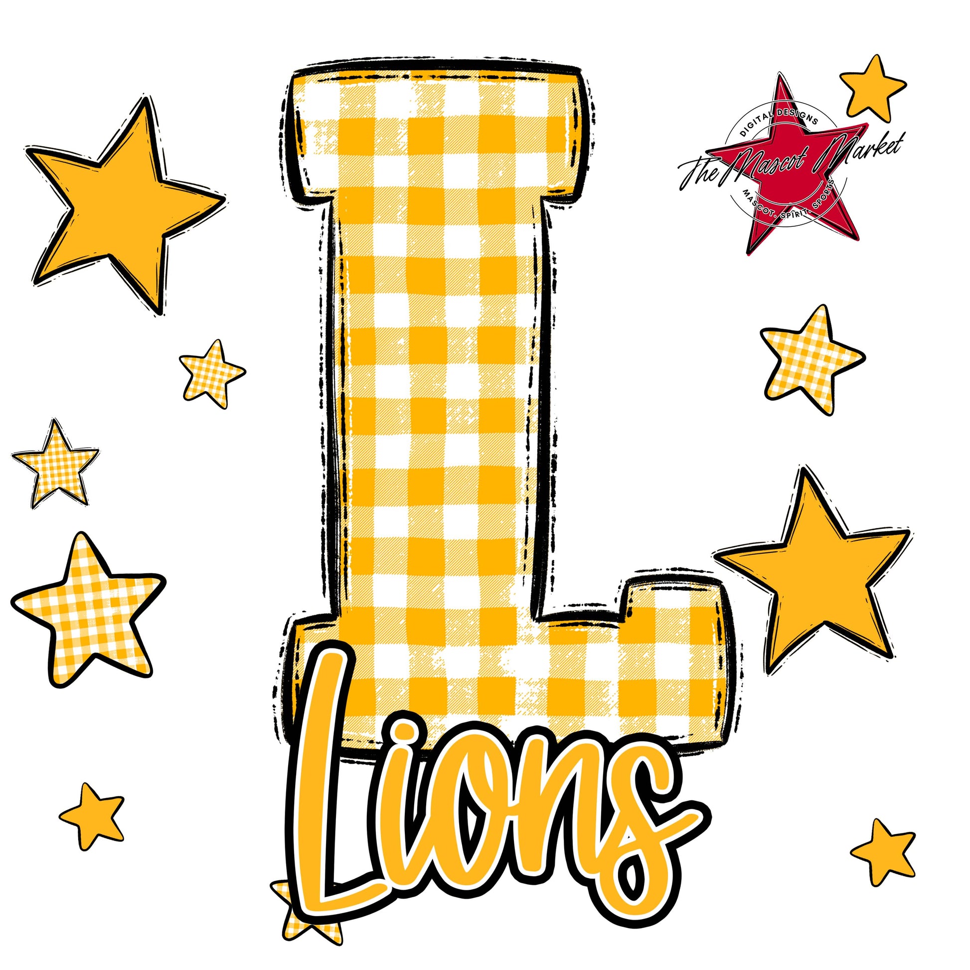 Lions Plaid Star Design-Yellow