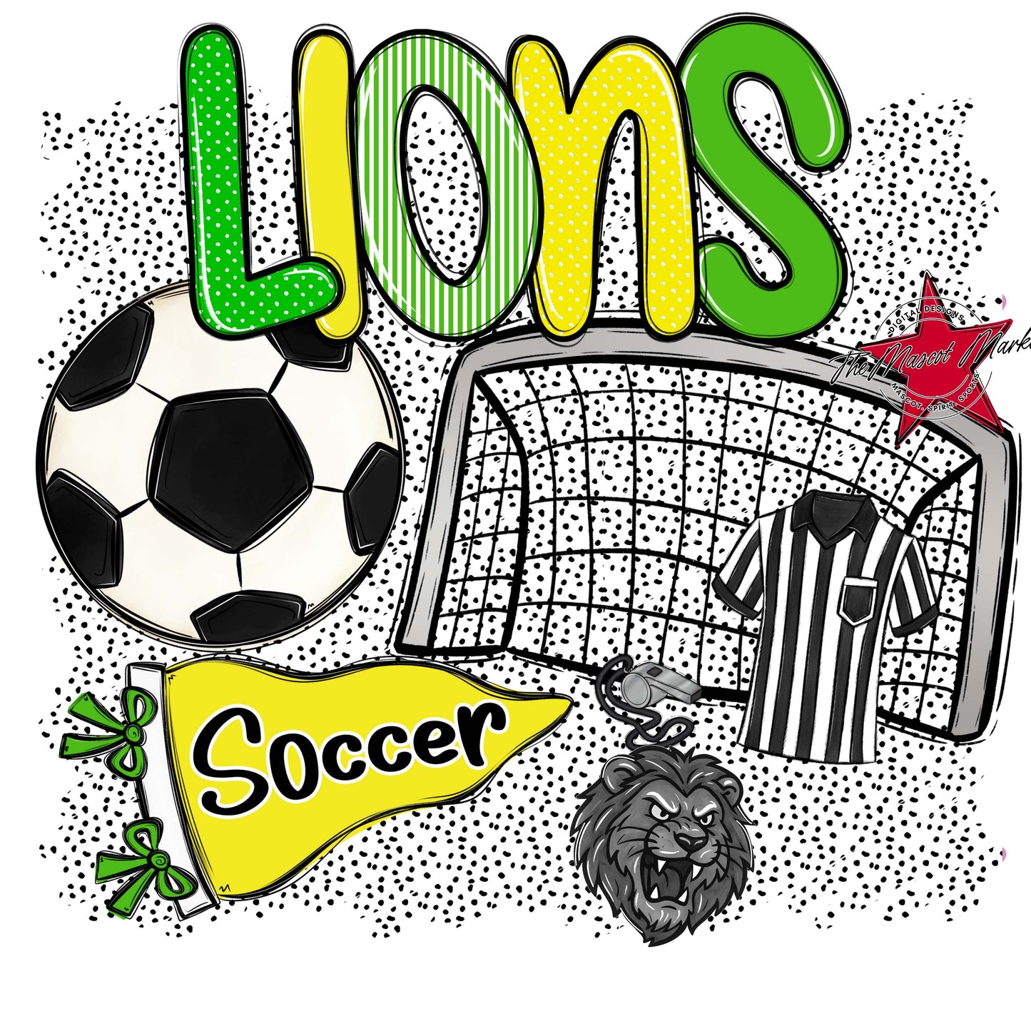 Lions Soccer Spirit-Bright Green & Bright Yellow