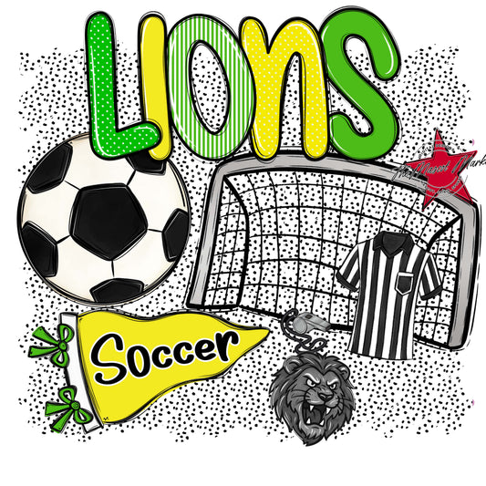 Lions Soccer Spirit-Bright Green & Bright Yellow
