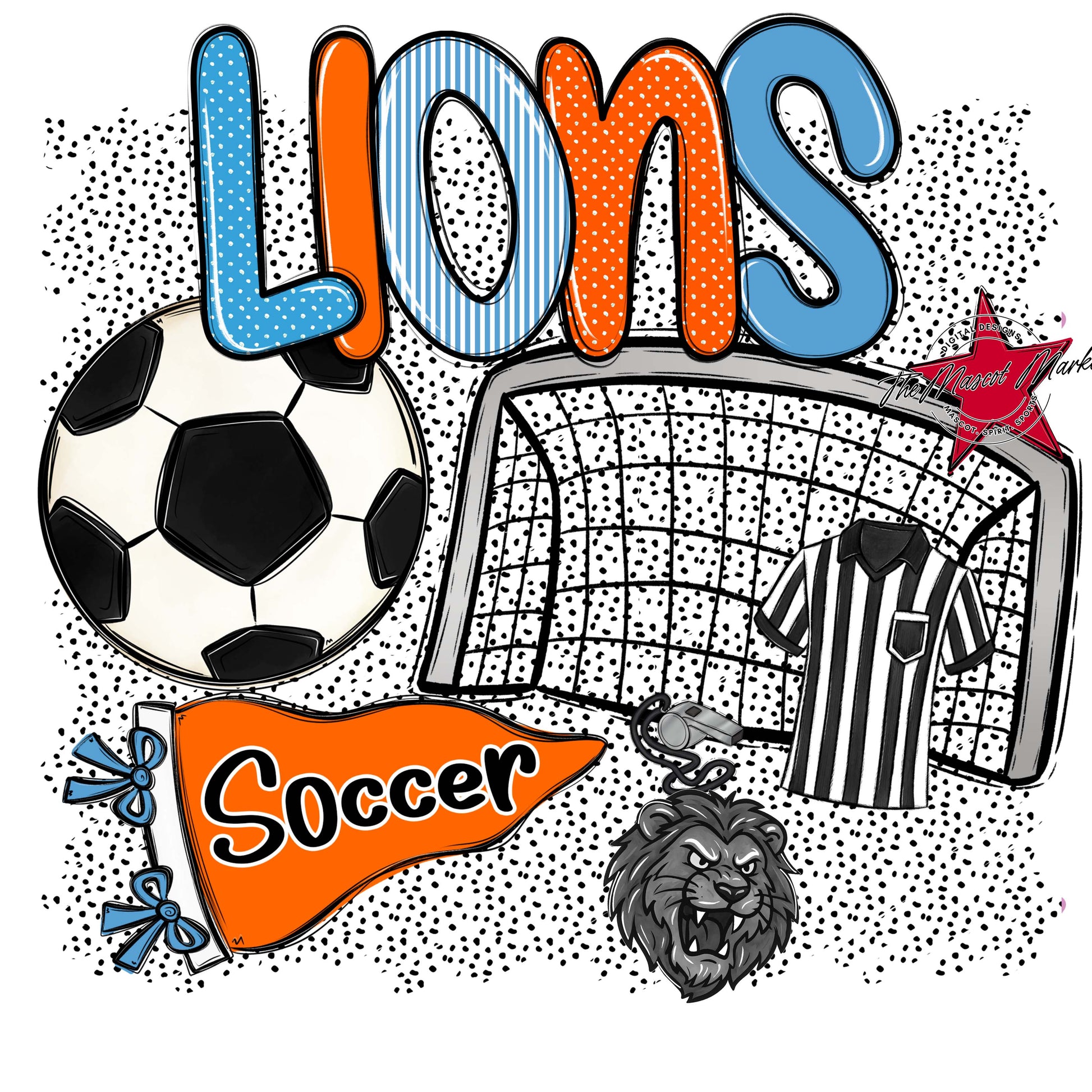 Lions Soccer Spirit-Carolina Blue & Orange