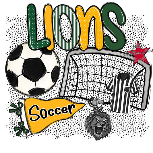 Lions Soccer Spirit-Green & Yellow