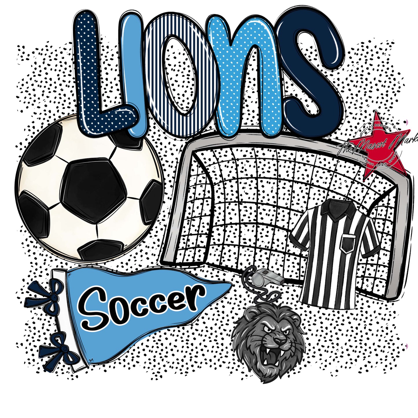 Lions Soccer Spirit-Navy & Carolina Blue