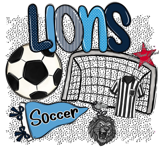 Lions Soccer Spirit-Navy & Carolina Blue