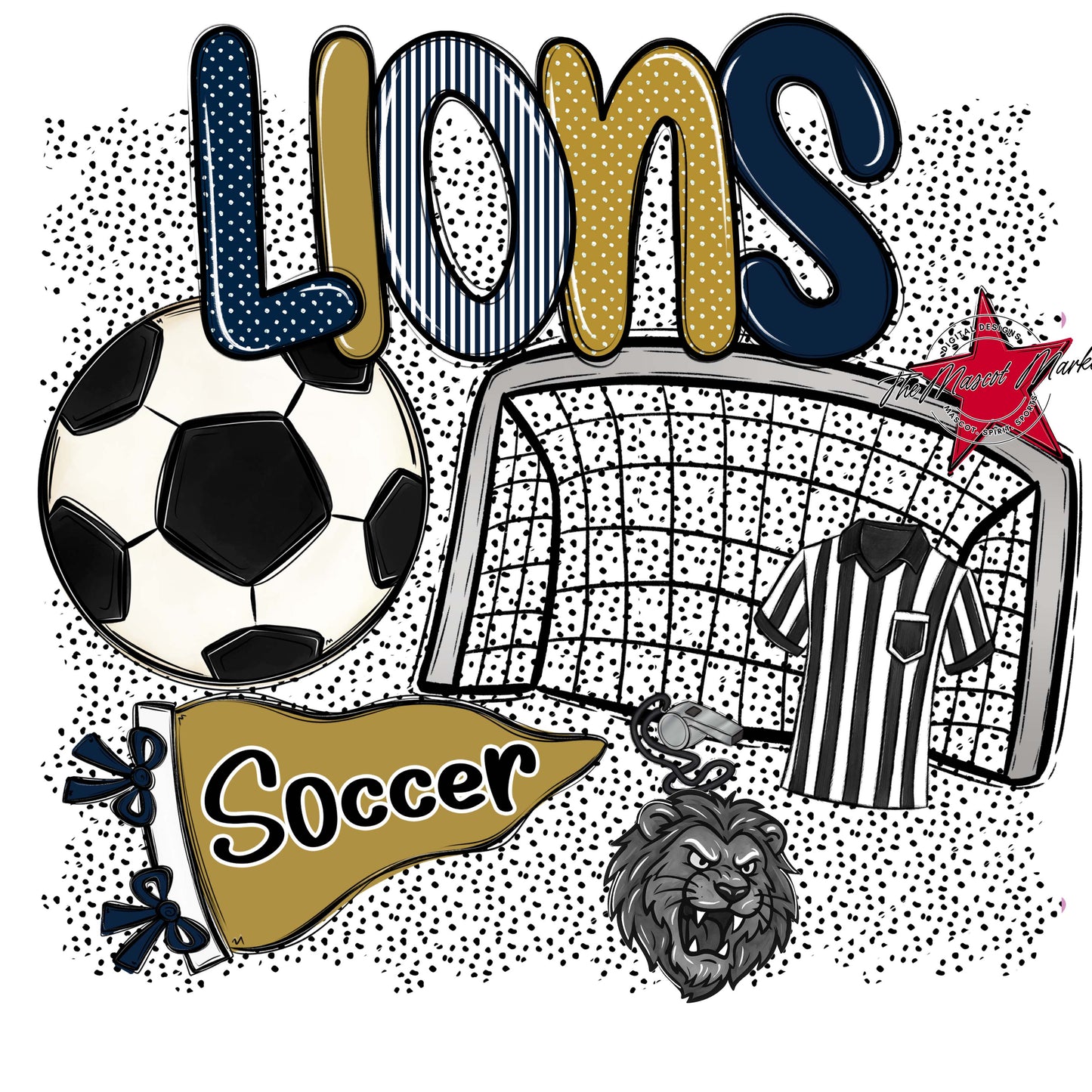Lions Soccer Spirit-Navy & Gold