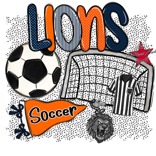 Lions Soccer Spirit-Navy & Orange