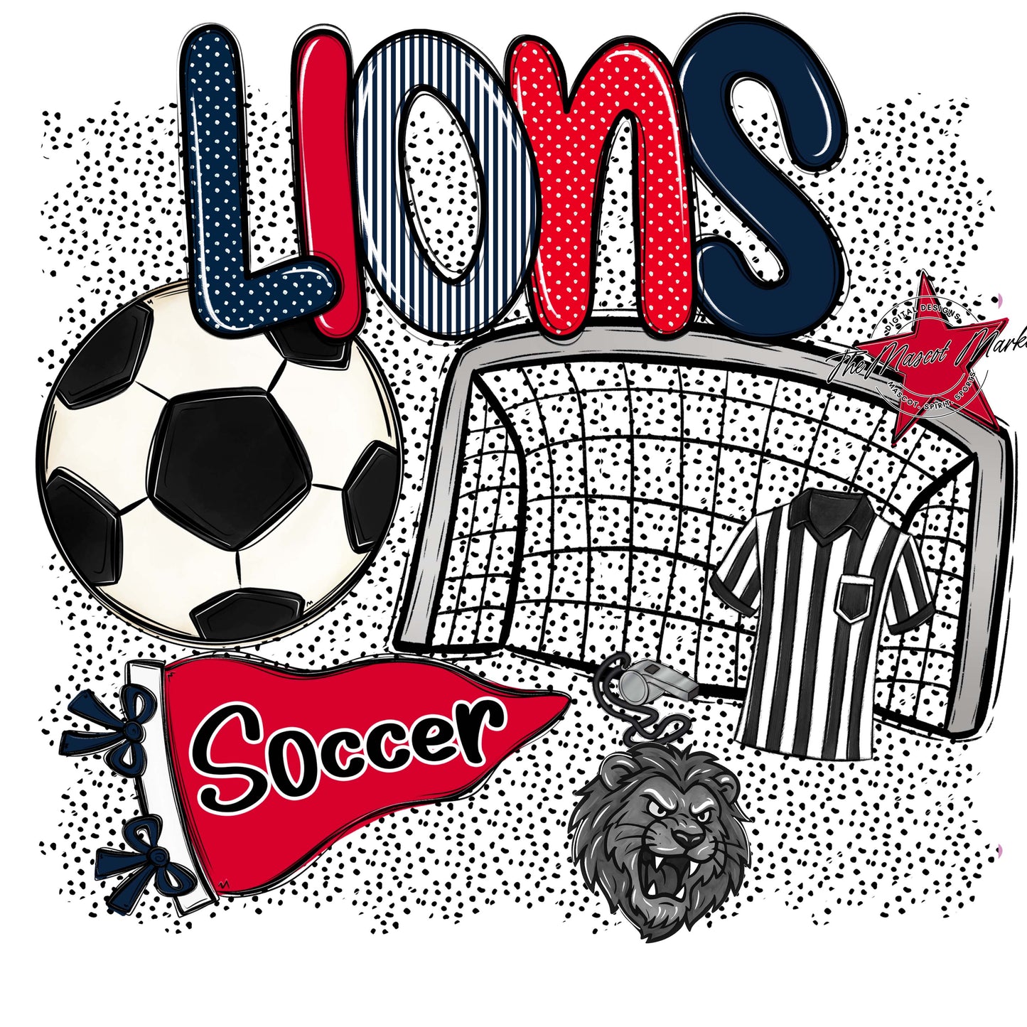 Lions Soccer Spirit-Navy & Red
