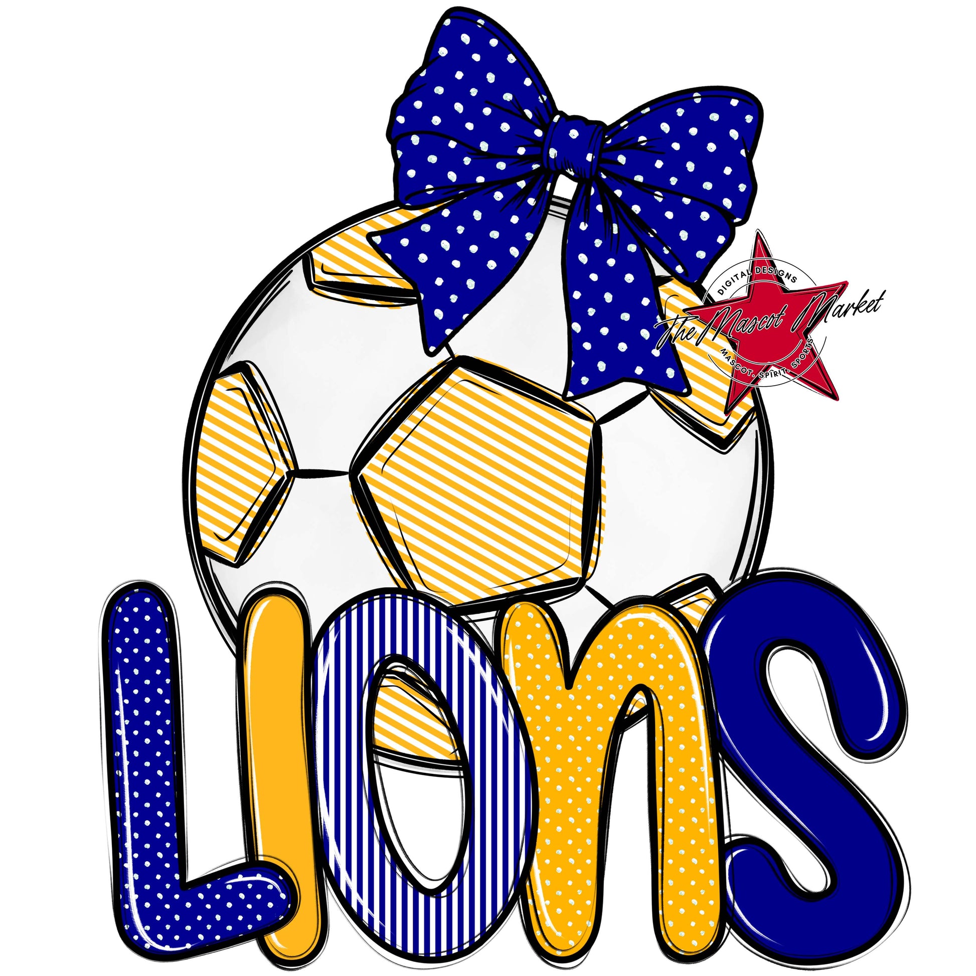 Lions Soccer Spirit Design-Blue & Yellow
