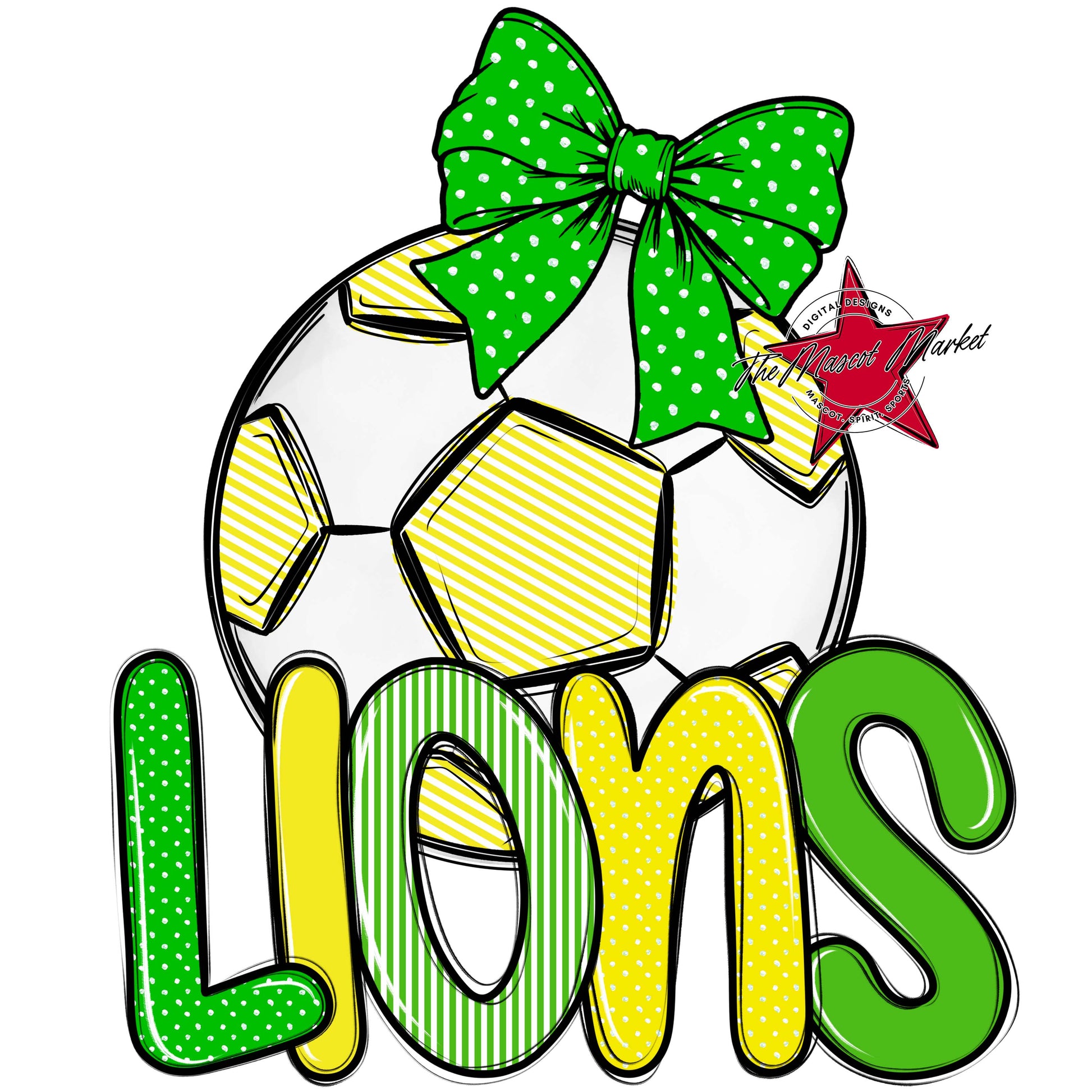Lions Soccer Spirit Design-Bright Green & Bright Yellow